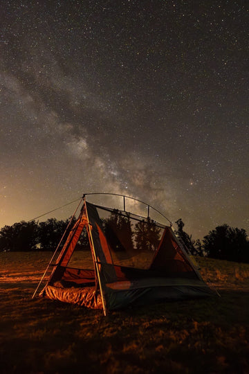 Sky View Stargazing Tent under a dark sky filled with stars