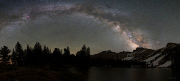 View of the Milky Way and stars from Stella Lake in Great Basin National Park for National Plan for Vacation Day.